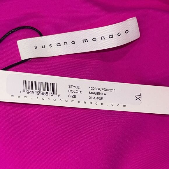 NWT Susana Monaco U Neck Bodycon MIDI Dress Pink Glo XL Revolve - Picture 13 of 15